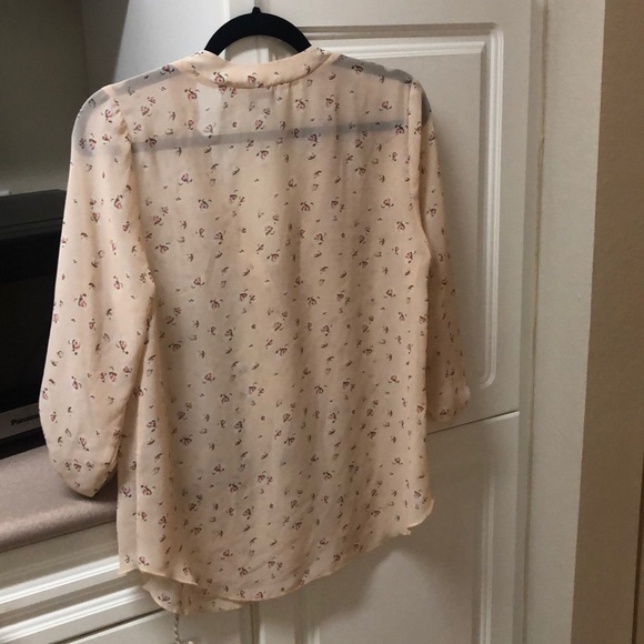 NWOT pink sheer shirt with roses - Picture 5 of 5